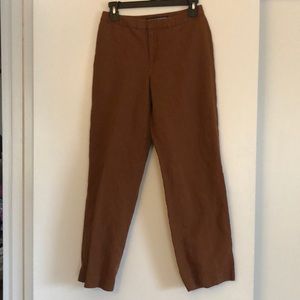 Linda Allard Ellen Tracy brown linen dress pants